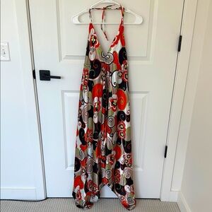 Sentimental NY Vintage Y2K Floral Colorful Asymmetrical Halter Dress